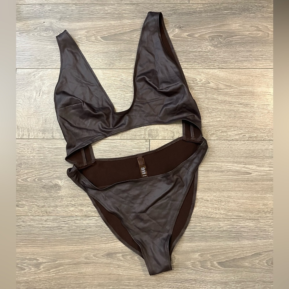 Skims faux leather bodysuit